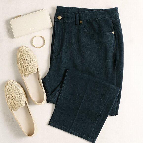 Belle by Kim Gravel Straight Leg Flexibelle Pants Black Modern Classic Size 4 - Picture 8 of 8